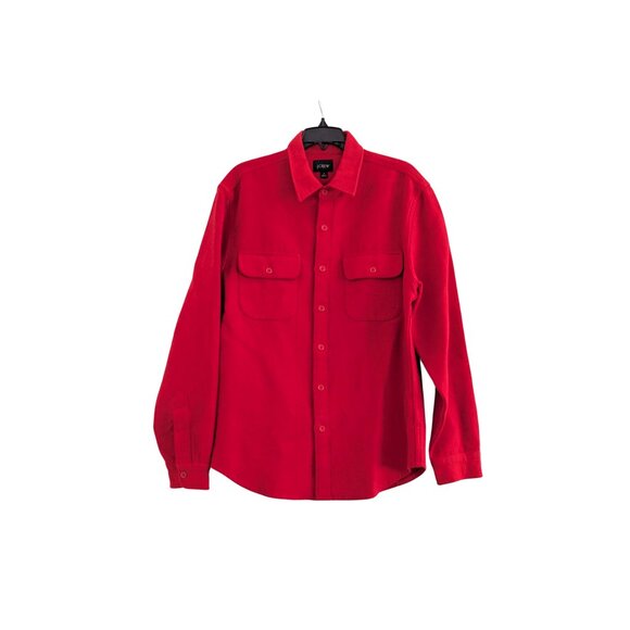 J.Crew Men’s Heavyweight Chamois Overshirt Shacket Red – Medium - Picture 2 of 9